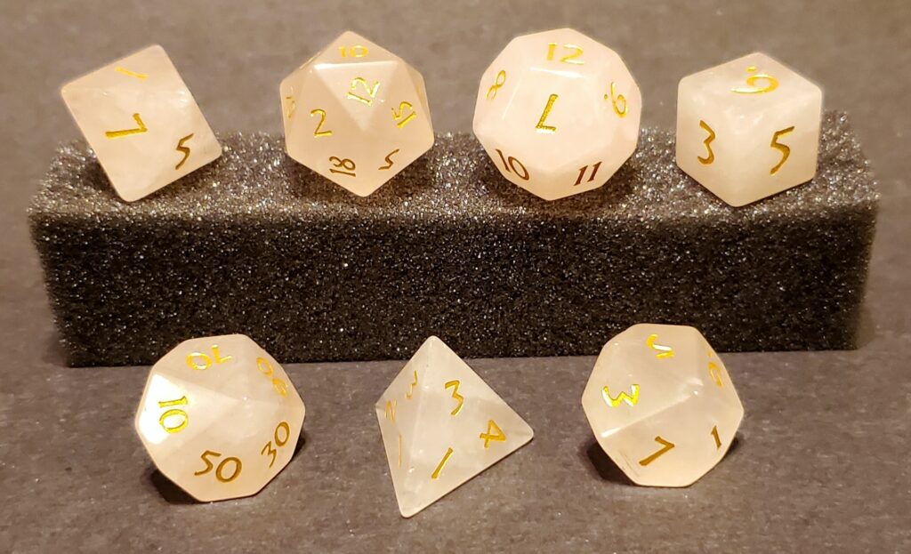 Rose Quartz Dice Set - Pink Moon