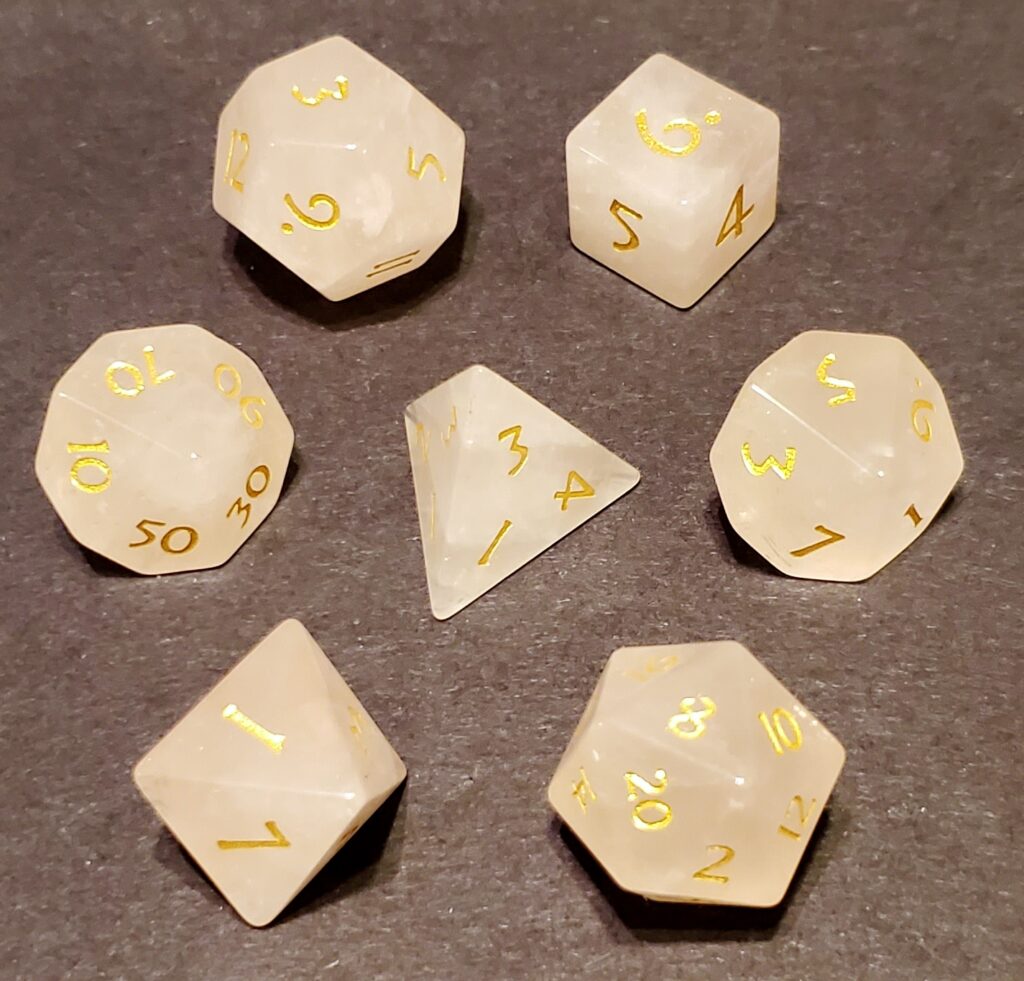 Rose Quartz Dice Set - Pink Moon