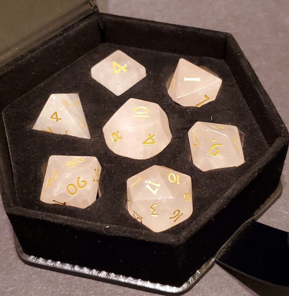 Rose Quartz Dice Set - Pink Moon