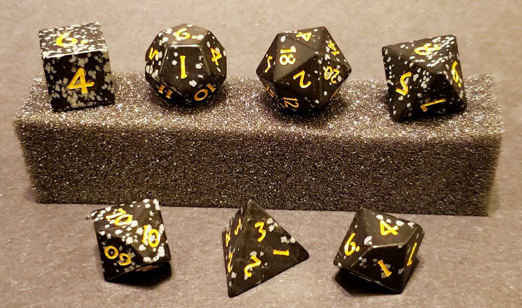 Snowflake Obsidian Dice Set - Dark Snow