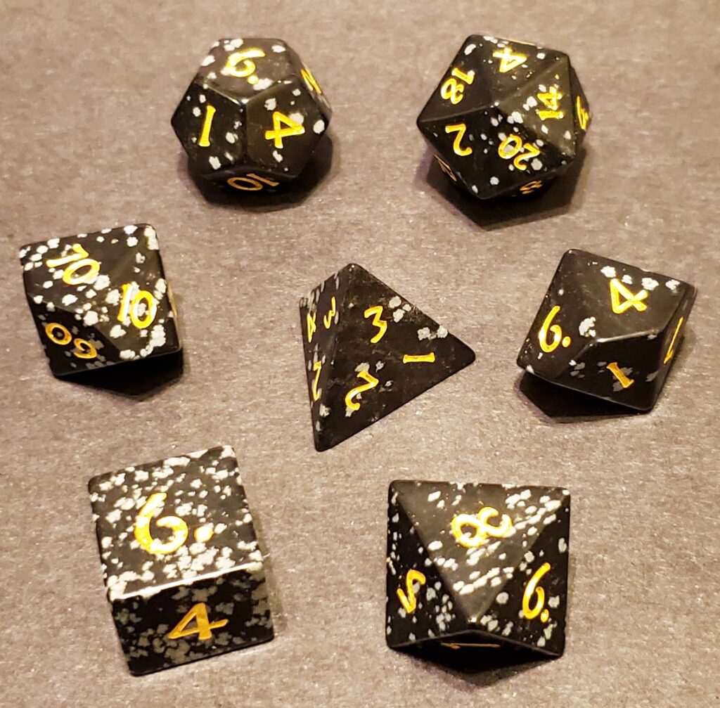 Snowflake Obsidian Dice Set - Dark Snow