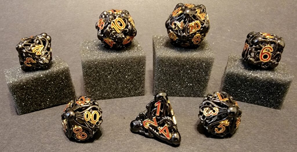 Cthulhu's Grip Hollow Metal Dice Set - Black