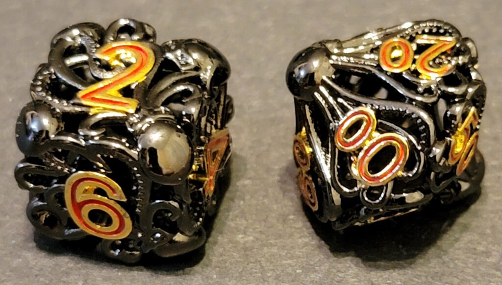 Cthulhu's Grip Hollow Metal Dice Set - Black