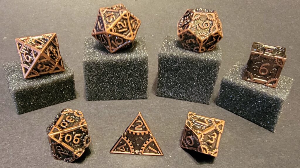 Steampunk Solid Metal Dice Set - Bronze