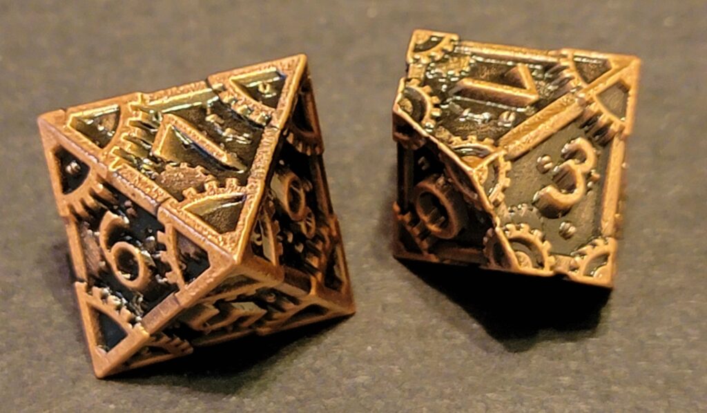 Steampunk Solid Metal Dice Set - Bronze