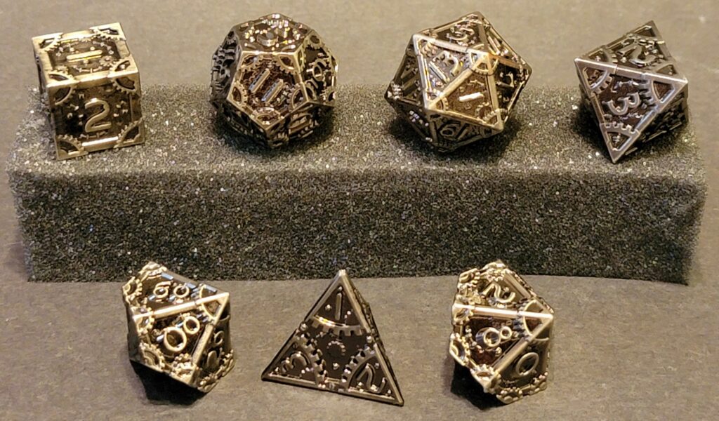 Steampunk Solid Metal Dice Set - Silver