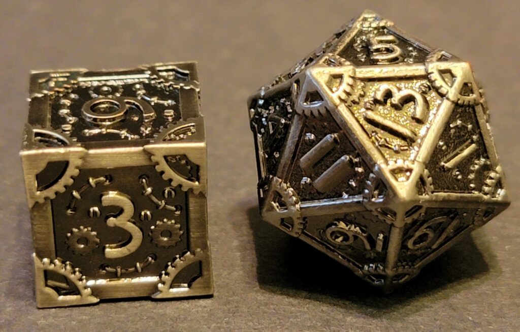 Steampunk Solid Metal Dice Set - Silver