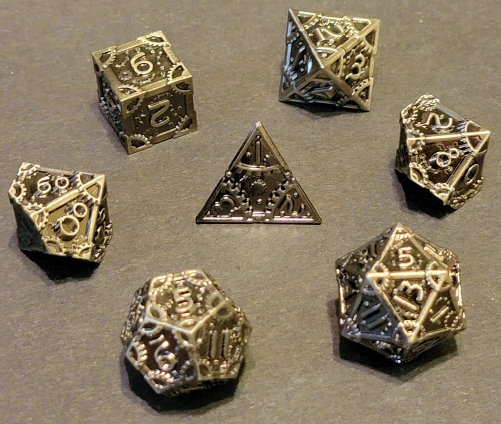 Steampunk Solid Metal Dice Set - Silver