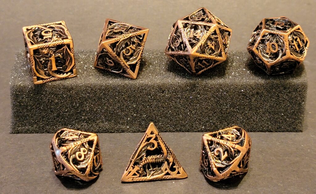 Steel Dragon Hollow Metal Dice Set - Bronze