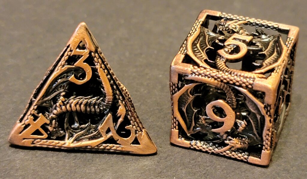 Steel Dragon Hollow Metal Dice Set - Bronze