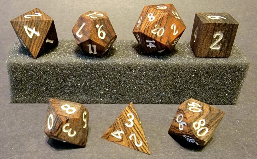 Zebra Wood Dice Set - Druid's Revenge