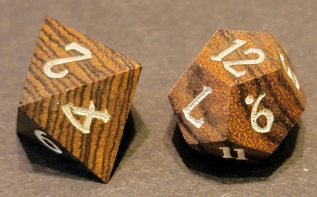 Zebra Wood Dice Set - Druid's Revenge