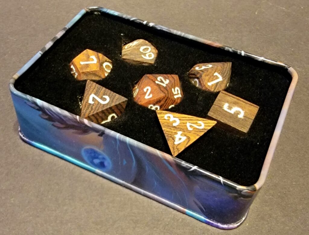 Zebra Wood Dice Set - Druid's Revenge