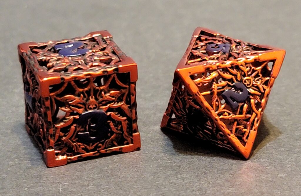 Spider Bite Hollow Metal Dice Set - Red & Blue