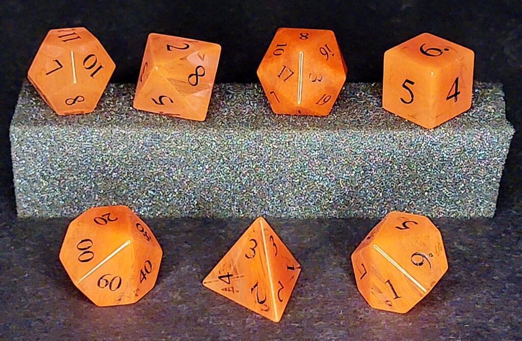 Red Tourmaline Dice Set - Draconic Flames