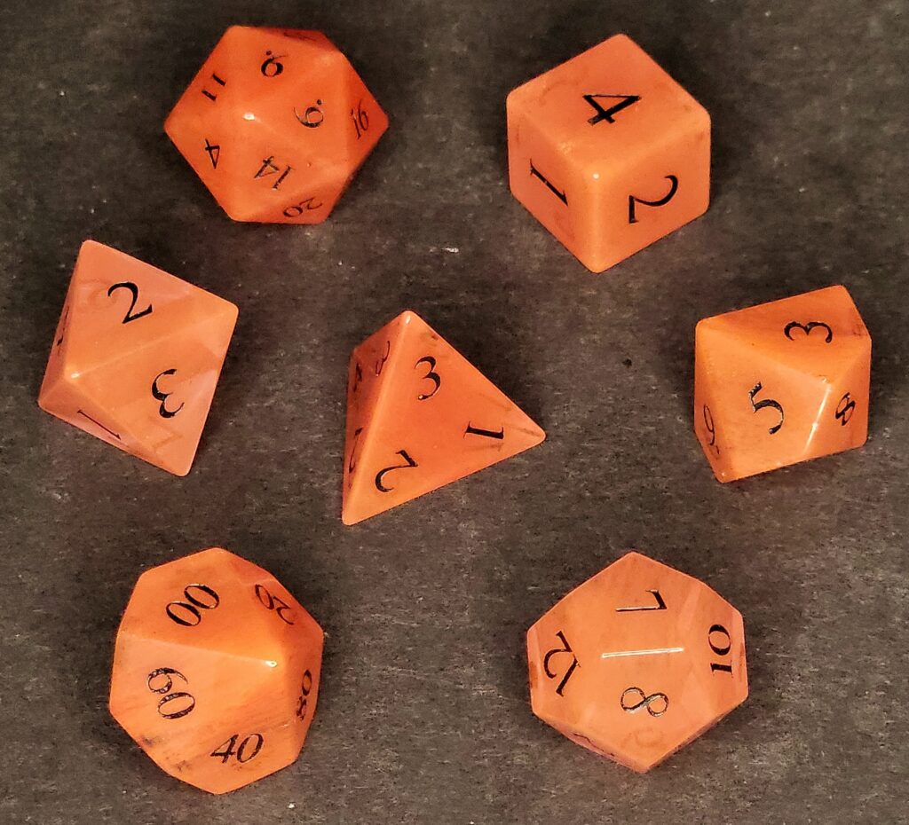 Red Tourmaline Dice Set - Draconic Flames