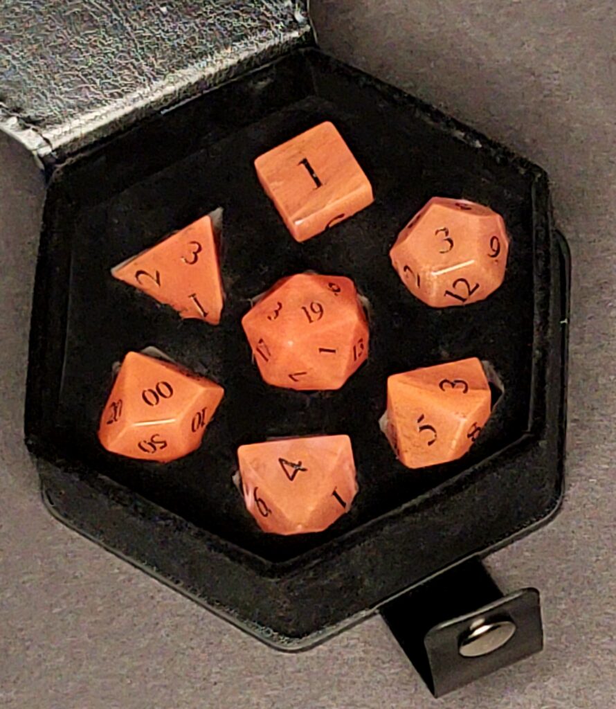 Red Tourmaline Dice Set - Draconic Flames